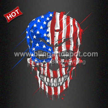 DTF Plastisol Transfer July 4th Skull Printed Vinyl Transfer DTF Plastisol Transfer July 4th Skull Printed Vinyl Transfer